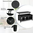 thumbnail image 5 of Giantex Lift Top Coffee Table, with Hidden Storage Compartment & 3 Open Shelves, Rectangular Cocktail Tea Table w/Solid Wood Legs for Living Room Reception Room, Black, 5 of 8