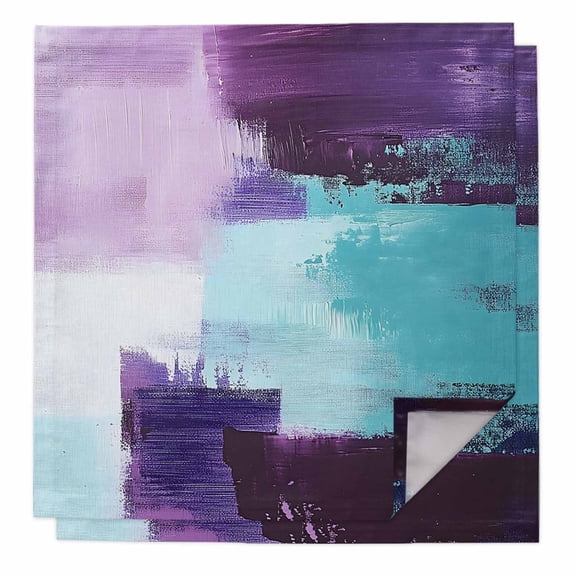 Purple Turquoise Cloth Napkins Washable Set of 2, Geometric Modern Abstract Oil Painting Reusable Dinner Table Napkins Cloth Bulk for Weddings Kitchen Restaurants Hotel Events Parties 20 x 20 Inch