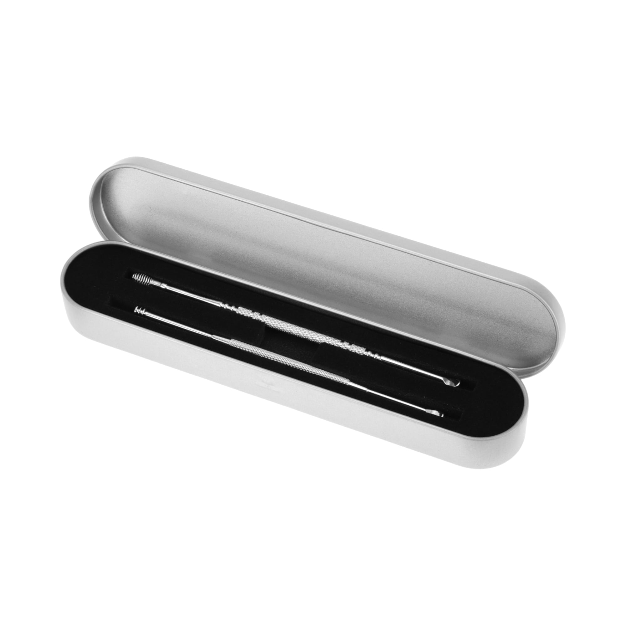 Unique Bargains Dot Pattern Earwax Cleaning Tool Kit 2 Pcs with Ergonomic Design Silver Tone