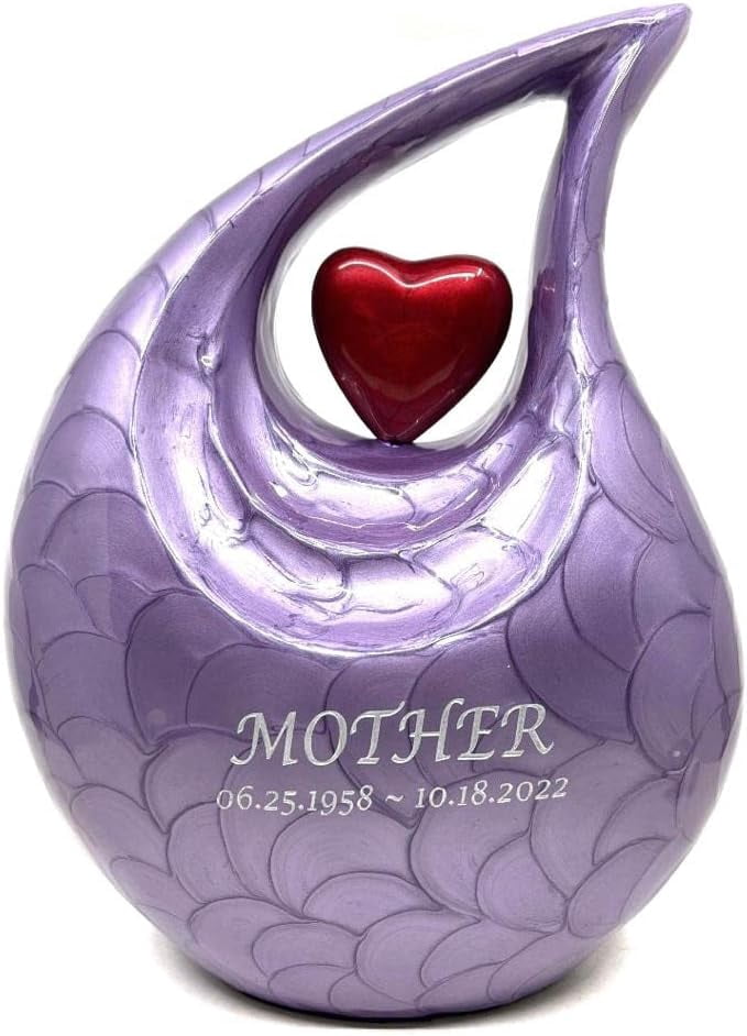 Keepsake Company Urn for Human Ashes, Multicolor, Aluminum Large Heart Shape