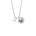 thumbnail image 2 of Delight Jewelry Clear Crystal Heart Silvertone Script Initial Disc - W - Charm Necklace, 20"+3", 2 of 4