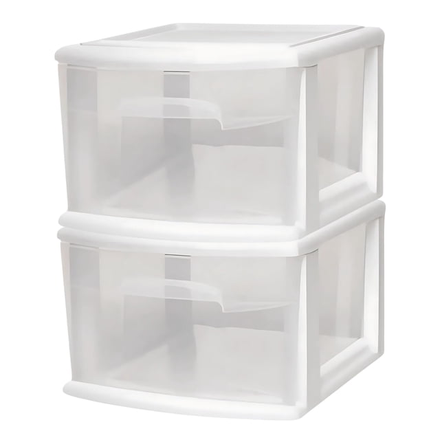 Carrito organizador HOMZ de 2 unidades, 1 cajón, plástico transparente, 36 x 22 x 23 cm