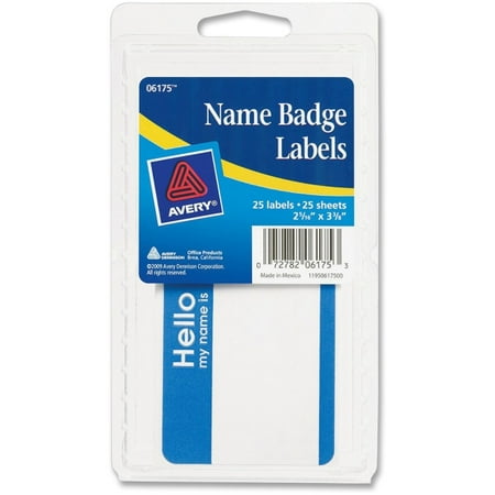 Avery Self Adhesive Name Badge Labels Blue Border 2 3 16 Quot X 3 3 8 Quot 25 Badges 6175 Walmart Com 2 25 X 3 5 Name Badge Template