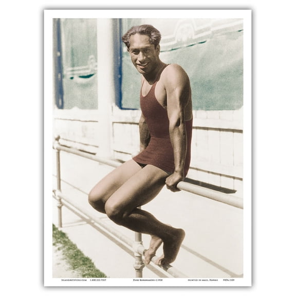 Duke Kahanamoku - Ambassador of Aloha & Gold Medalist Swimmer - Vintage B&W Historical Photograph c.1928 - Master Art Print (Unframed) 9in x 12in