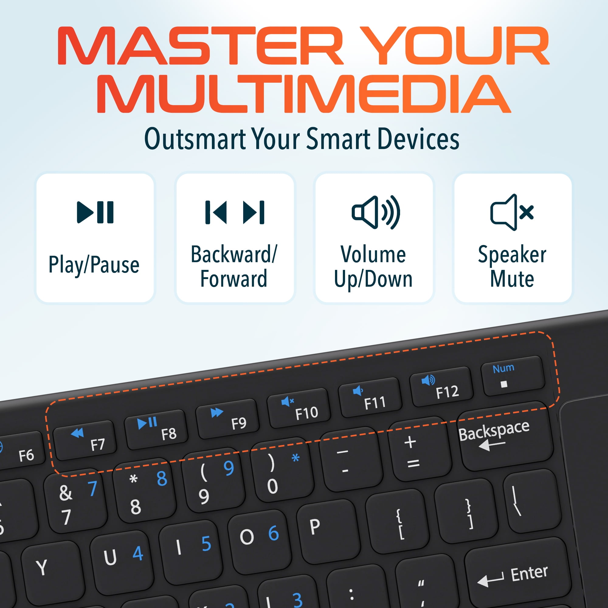 Delton N60 Computer Wireless Keyboard with Touchpad, Small Portable Computer Keyboard, Mini Bluetooth Keyboard With Built-in Touchpad For Laptop/pc/tablets/ and Phones - Black