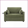 thumbnail image 6 of Twin Size Sleeper Sofa Loveseat – Corduroy Upholstery with Foldable Table, USB Ports & Storage | Green | Corduroy | Cushion Back | Square Arms, 6 of 26