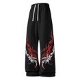 thumbnail image 4 of CONZONE Men's Baggy Sweatpants Gothic Wide Leg Pants for Men Trendy Elastic Waist Graphic Y2K Soft Streetwear Joggers With Pocket, 4 of 5