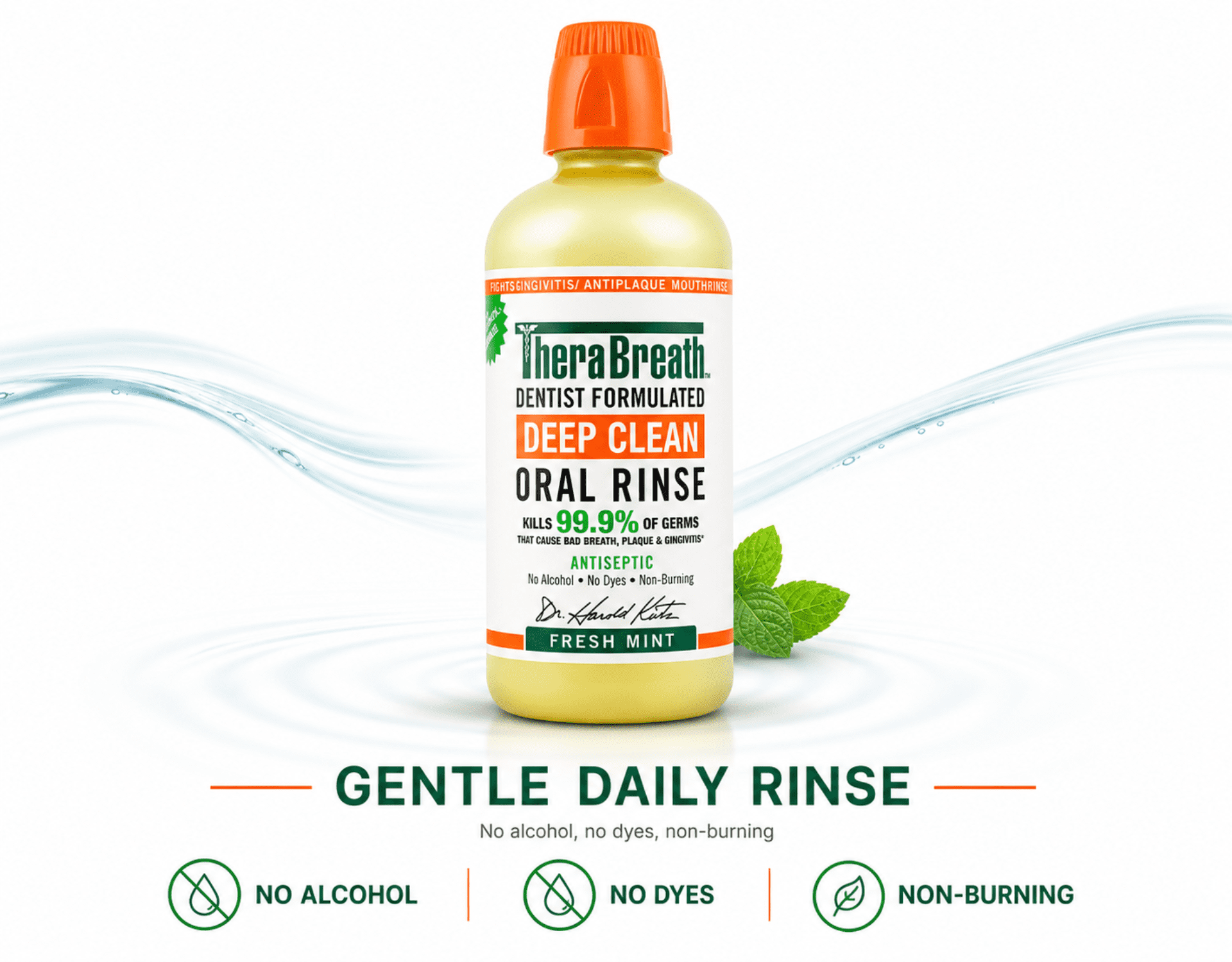 TheraBreath Deep Clean Antiseptic Mouthwash, Fresh Mint, 33.8 oz 3 Pack