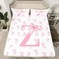 thumbnail image 2 of Castle Fairy Personalized Initial Girl 4pcs Bed Sheets,Kawaii Bowknot King Sheets,Pink White Super Cozy Sheet Set,Microfiber Bedroom Decor, 2 of 7