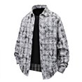 thumbnail image 1 of Blusa y camisa de manga larga con cuello vuelto para hombre, moda informal, botones, bolsillo enrejado, cuello vuelto, camisa de manga larga para hombre, abrigo de poliéster, 1 of 4