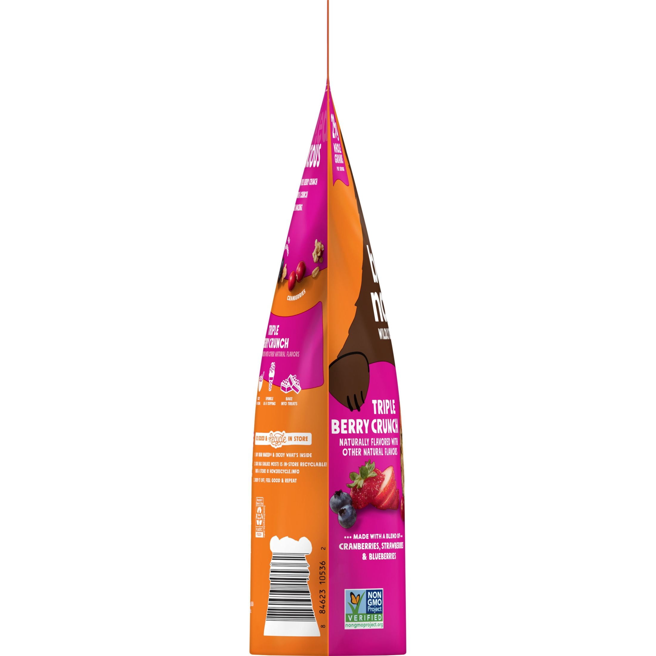 Bear Naked Granola Cereal, Fiber Snacks, Breakfast Snacks, Triple Berry Crunch, 16.5oz Bag (1 Bag)