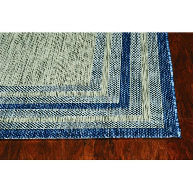 HomeRoots 353954 5 ft. 3 in. x 7 ft. 7 in. UV-Treated Polypropylene Grey & Denim Area Rug
