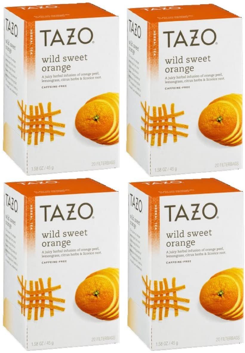 Tazo Wild Sweet Orange Herbal Tea, 20 ct (Pack of 4)