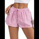thumbnail image 2 of Pantalones Cortos Tipo Bóxer de Verano con Cintura Elástica, Cordón Ajustable y Estampado de Rayas para Mujer Rosa Roja L, 2 of 10