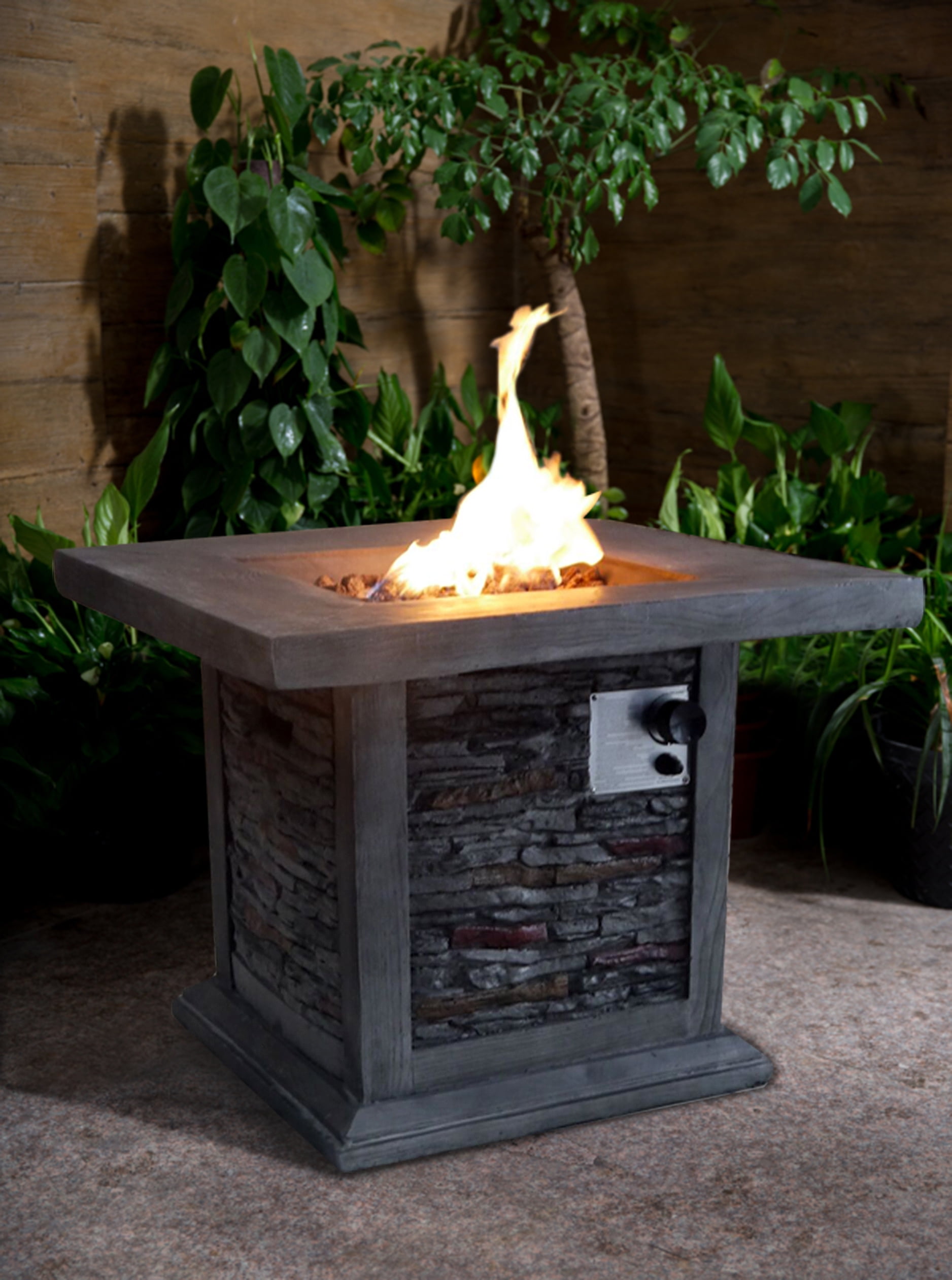 Guanacaste Gray Stone Gas Outdoor Firepit by Crawford & Burke