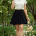 thumbnail image 4 of Yievot Women's Mini Skirt Elastic Waist Casual Flowy Flared Plain Pleated Skater Skirts, 4 of 5