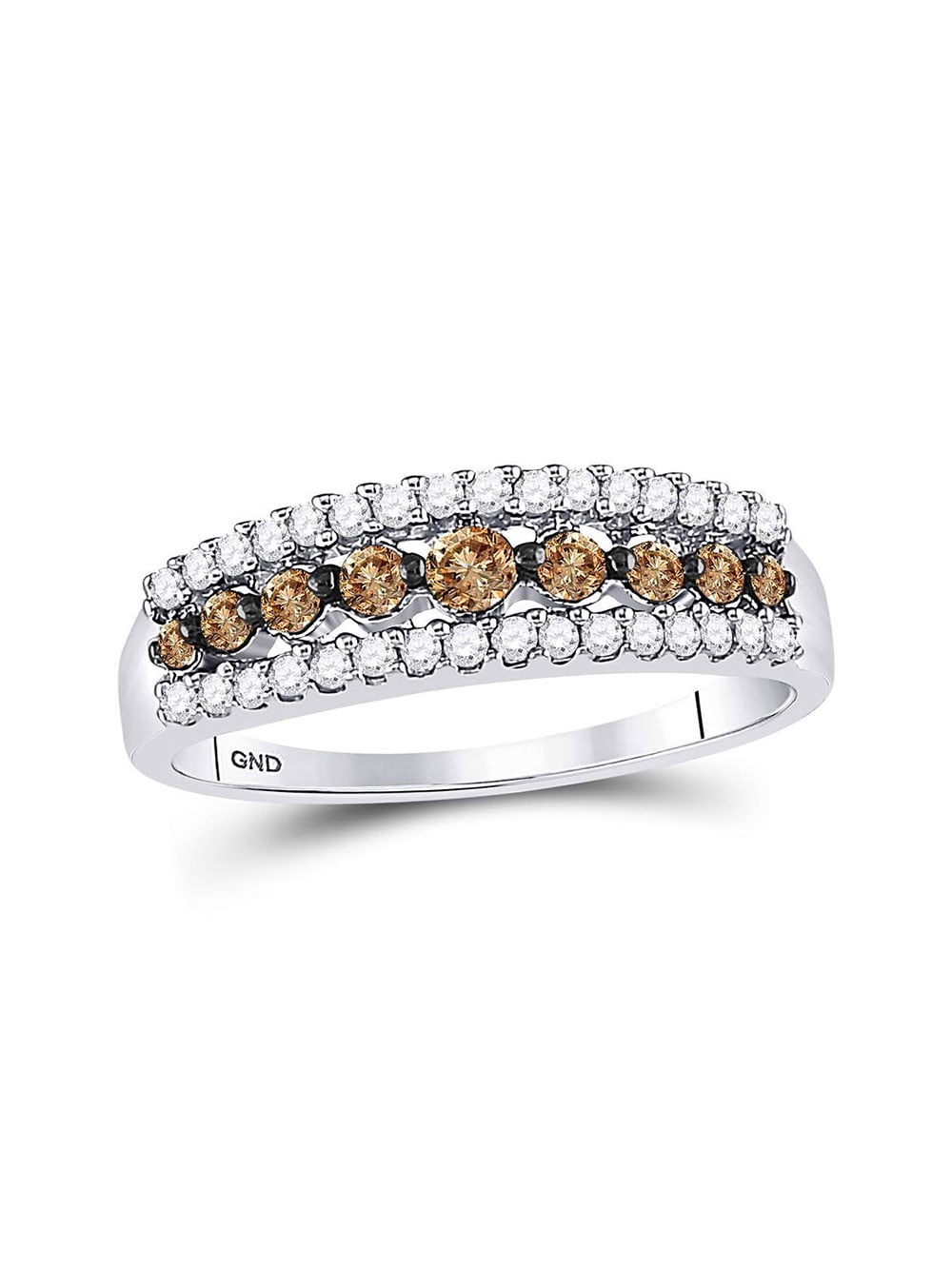 Solid 10k White Gold Chocolate Brown Diamond Band Engagement Wedding
