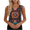 thumbnail image 3 of TaTaai V Neck Satin Printed Women Tank Top Sleeveless Silk-like Soft Machine Washable No Fading Breathable Non See-through Casual Fashion Daily Wear Top Gift, 3 of 7
