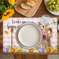 thumbnail image 4 of Spring Groundhog Placemats Set of 8, Watercolor Sunflower Botanical Pink Plaid Placemats for Dining Table, Place Mats for Kitchen Tabletop, Waterproof Wipeable Dining Table Mats Set, 4 of 9