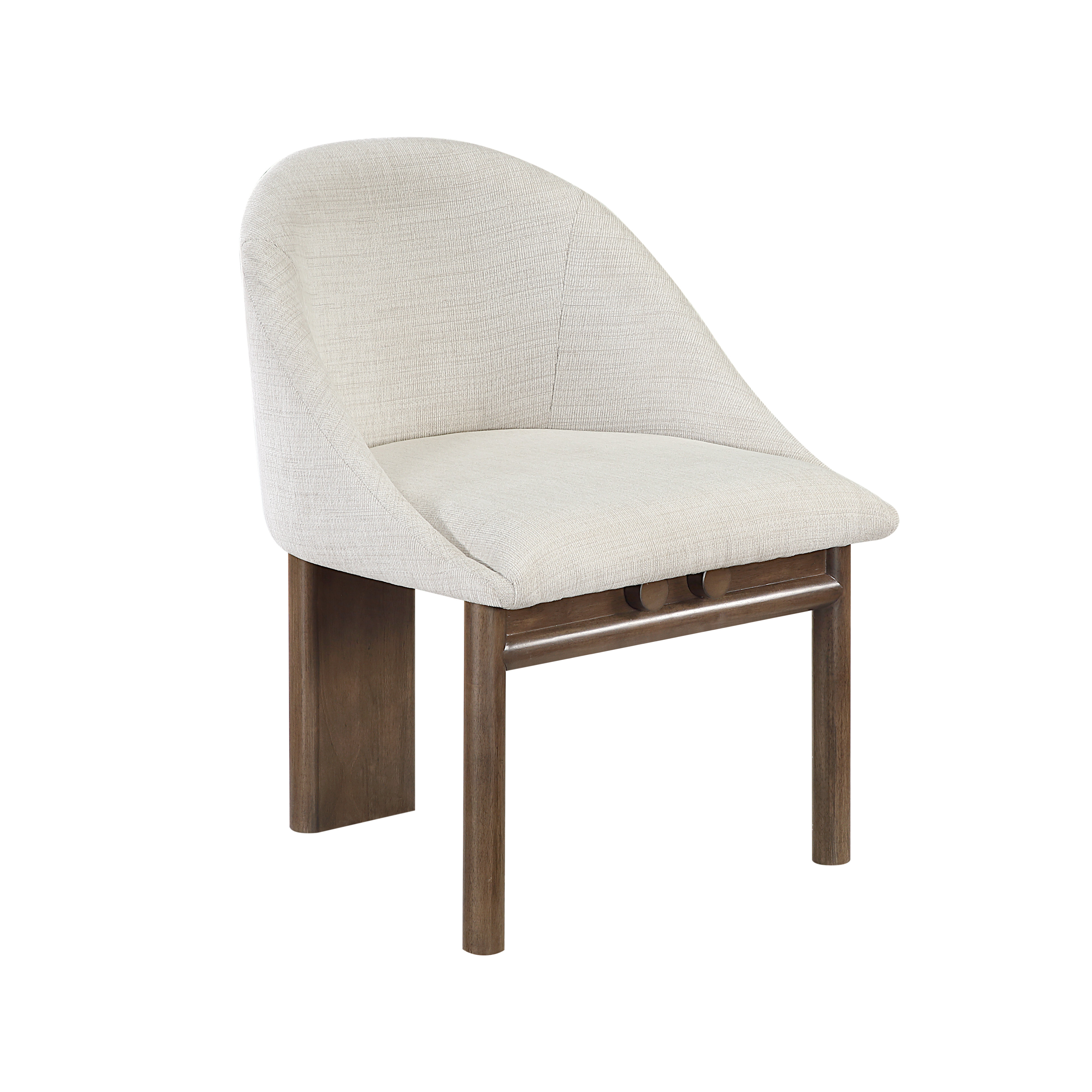 Ouida Beige Linen & Brown Side Chair (Set-2)