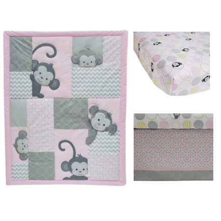 Bedtime Originals Pinkie 3-Piece Crib Bedding Set, Multi-Color