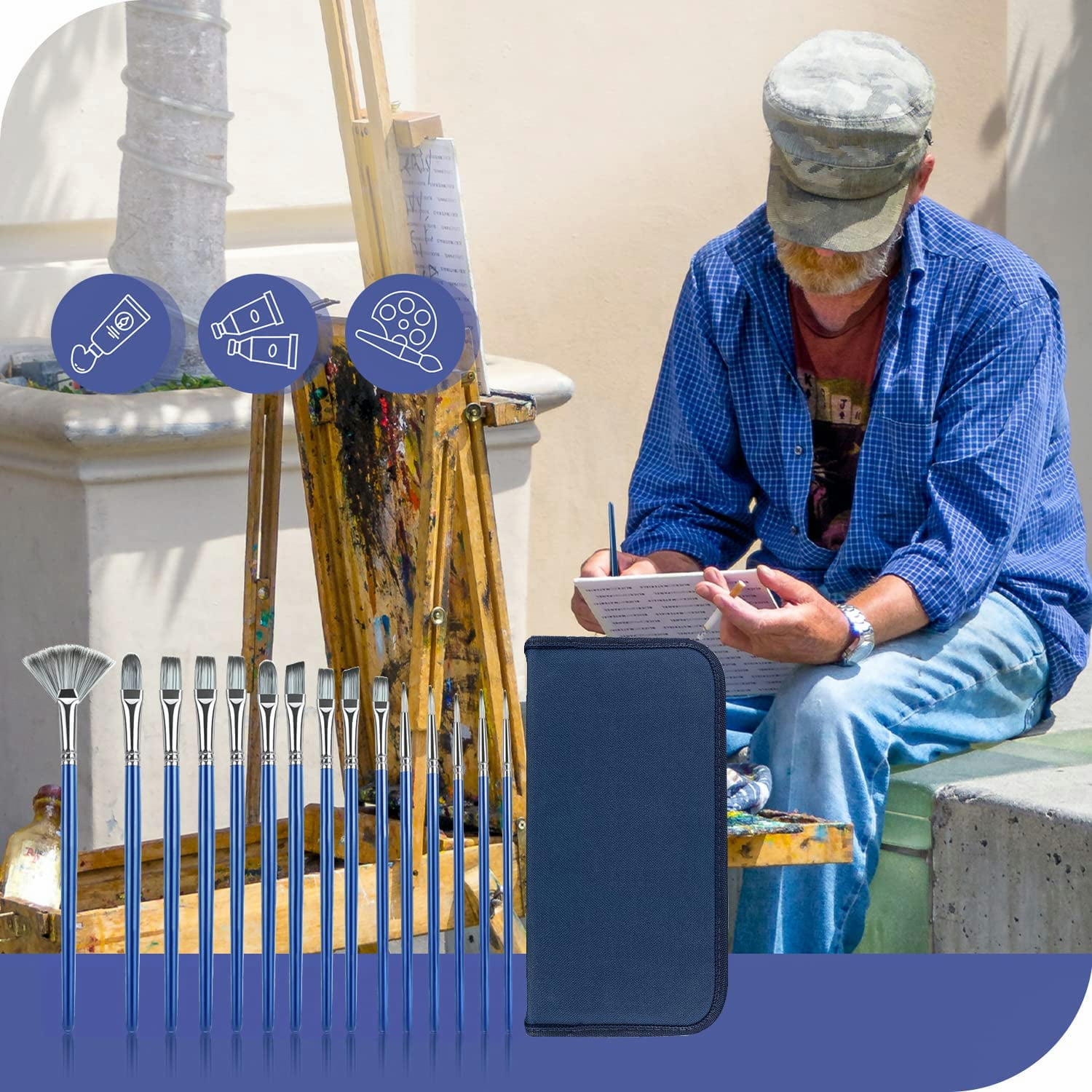 Paint Brush Set, Artist Paint Brushes-Nylon Hair &15 Different Sizes