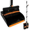 thumbnail image 2 of Broom and Dustpan Set with Adjustable Handle 180° Rotating Sweeping Brush and Dustpan with Comb Teeth Anti-Odor Box Foldable Standing Dustpan Broom Combo Set Black-Orange, 2 of 10
