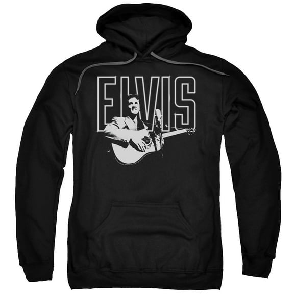 Trevco ELV781-AFTH-5 Elvis Presley & White Glow Adult Pull-Over Hoodie, Black - 2X