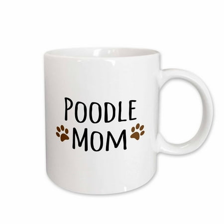 

3dRose Poodle Dog Mom - Doggie by breed - muddy brown paw prints - doggy lover - pet owner mama love Ceramic Mug 11-ounce
