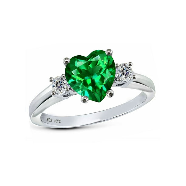 Star K - 8mm Heart Shape Simulated Emerald Ring - Walmart.com - Walmart.com