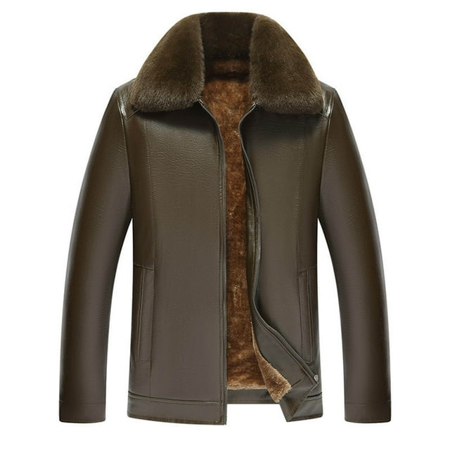 Leather Jacket Mens Casual Zipper Motorcycle Stand-up Collar Leather Jacket Motorcycle Jacket Men