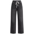 thumbnail image 7 of Risckoth Women's Plus Size Drawstring Elastic Waist Jeans Straight Leg Loose Fit Side Pockets Solid Casual Long Pants S-2XL, 7 of 7
