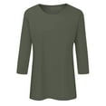 thumbnail image 4 of Fozruso 3/4 Length Sleeve T Shirts For Womens Tops Casual Loose Fit Crewneck T Shirts Cute Solid Three Quarter Length Tunic Tops Oversized Fitted T Shirts For Women, 4 of 4