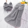 thumbnail image 4 of yulier Bowknot Hanging Hand Towel for Bathroom Kitchen, Bow Shaped Microfiber Velvet Hand Towel, Super Soft Highly Absorbent Quick Dry Hand Drying Towel, Gray, 4 of 6