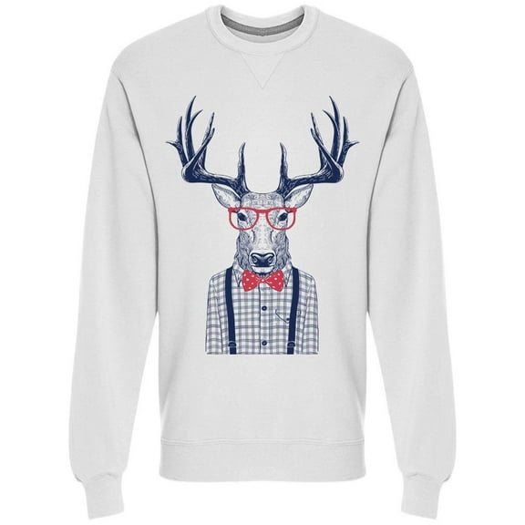 Hipster Deer Sketch Sweatshirt Men -Image by Shutterstock, Male Small