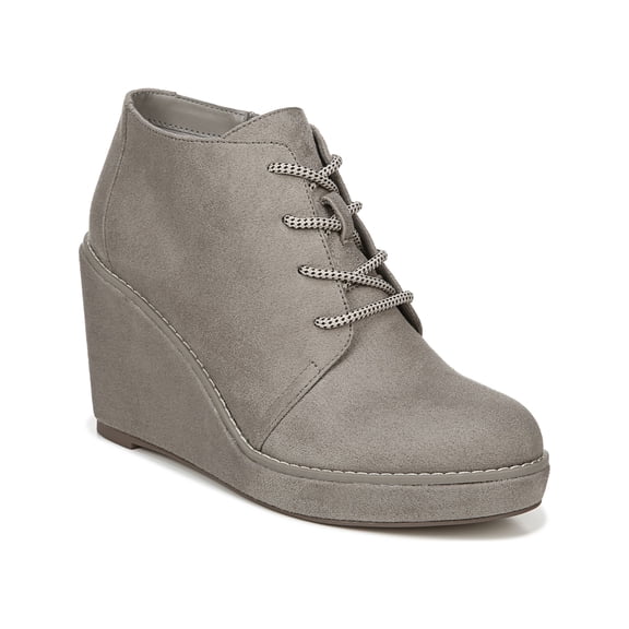 CARLOS BY CARLOS SANTANA Womens Gray Lace Up Closure Cold Weather Wills Almond Toe Wedge Zip-Up Shootie 11 M