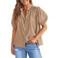 thumbnail image 1 of Camisa PRETTYGARDEN de Algodón Grande para Verano con Botones en Caqui, 1 of 8