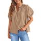 thumbnail image 1 of Camisa PRETTYGARDEN de algodón con botones y mangas farol en color caqui XXL, 1 of 8