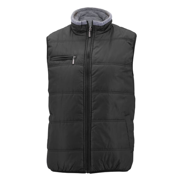 Maximos Men's Reversible Sherpa Fleece Lined Zipper Quilted Puffer Utility Vest (Black - M)