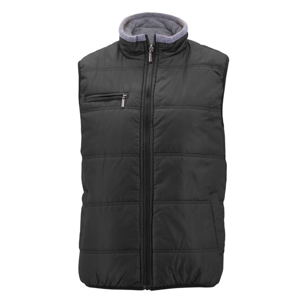 Maximos Men's Reversible Sherpa Fleece Lined Zipper Quilted Puffer Utility  Vest (Black - S)