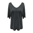 thumbnail image 4 of T Shirts For Women Womens Tops T Shirt V Neck Half Sleeve Loose Shirt Casual Solid Color Basic Top, 4 of 4