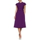thumbnail image 2 of Vestido plisado de mujer Inspire Chic con cuello simulado, mangas cortas, ceñido a la cintura, estilo A-Line, color púrpura, 2 of 5