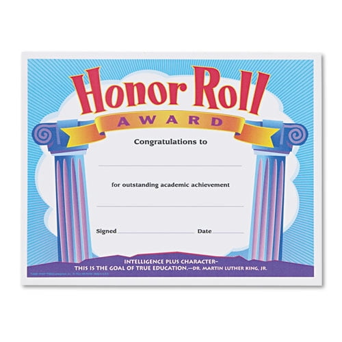"Honor Roll Award Certificates, 11 X 8.5, Horizontal Orientation, Assorted Colors With White Borders, 30/pack | Bundle of 2 Packs"