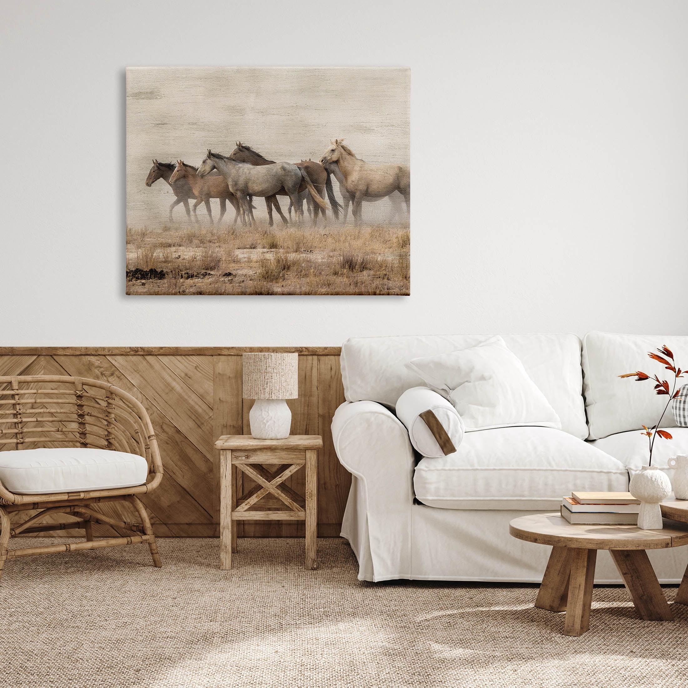 Galloping Horse Herd Countryside Animals & Insects Graphic Art Gallery Wrapped Canvas Print Wall Art