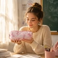 thumbnail image 4 of Bow Pencil Case Cute Pencil Pouch Soft Storage Bag Aesthetic Pattern Gift Makeup Pouch Cosmetic Bag for Women Adults Stripe, 4 of 7