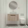 thumbnail image 4 of BNK 30'' Wall-Mounted Bathroom Vanity with White Ceramic Sink,Modern Brown Floating Bathroom Vanity Set, Single Bathroom Vanity and Sink Combo,with 2-Door Cabinet, 4 of 11