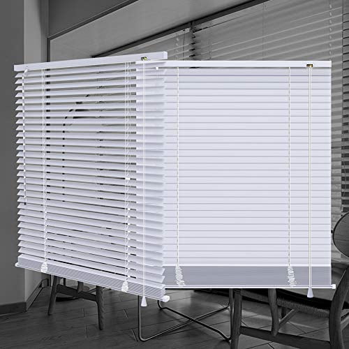 SEEYE Horizontal Venetian Slat Light Filtering Mini Window Blinds Cellular Shade Anti-UV Aluminum Easy to Install 42? W x 64? L,White