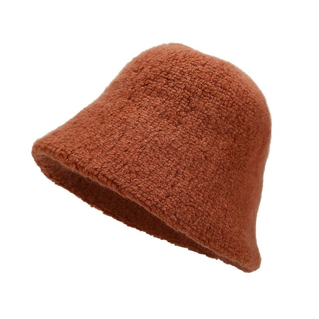 Bucket Hat No Brim Plush Solid Color Skin-friendly Windproof Bucket Cap for Daily Life