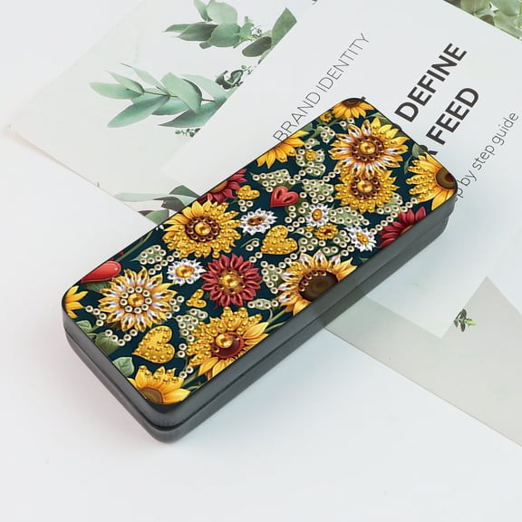 5D Diamond Painting Kit Eyeglass Case Sunflower DIY Eyeglass Storage Box Leather Handcrafted Diamond Art Gift Eyeglass Case