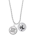 thumbnail image 1 of Delight Jewelry Silvertone Domed Stronger Braver Smarter Silvertone Script Initial Disc - X - Charm Necklace, 20"+3", 1 of 1